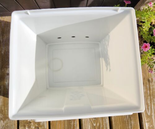Plastic Waste Can/Hamper/Diaper Pail W Lid White Gold Flowers 15×13×11" Vintage - Picture 8 of 12