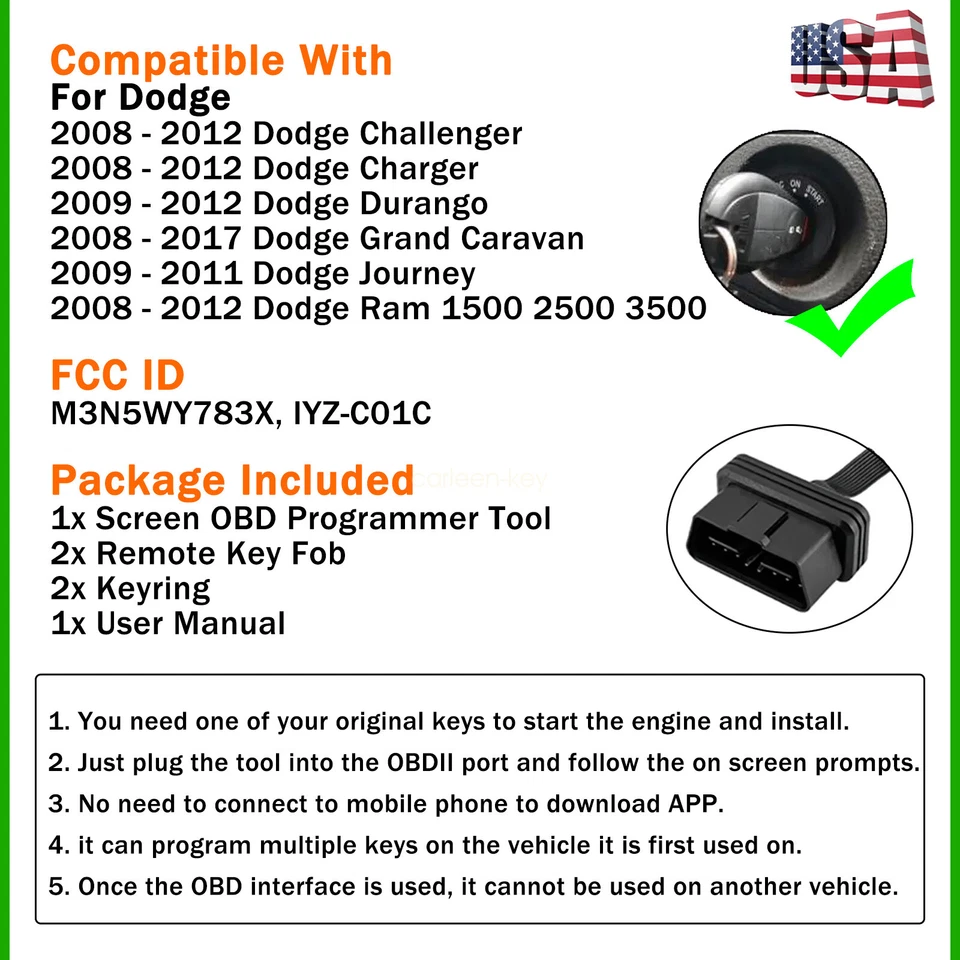 Nuevo 2x Mando a distancia para coche 4B + Kit de herramientas para Dodge Ram 1500 2500 3500 2008-2012 Foto 2 de 4