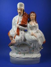 ANTIQUE VICTORIAN Staffordshire Flatback Scottish Couple in Traditional Dress