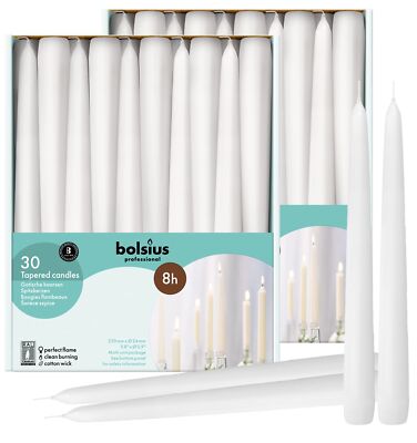 BOLSIUS 60 Count Household White Taper Candles - 10 Inches - Premium European...