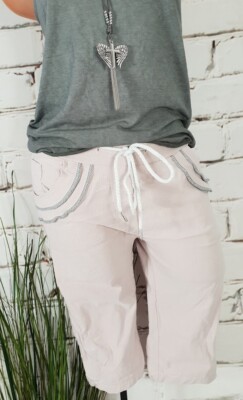NEU  LINDSAY ITALY SUPER STRETCH  PANTS BERMUDA HOSE LUREXSEIL ROSA 36-40