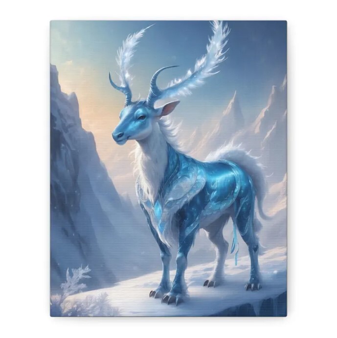 Frostbound Stag Fantasy Wall Art for Home Decor