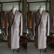 Men Long Overcoat 100 Cashmere Double Breasted Formal Business Men Long Jacket