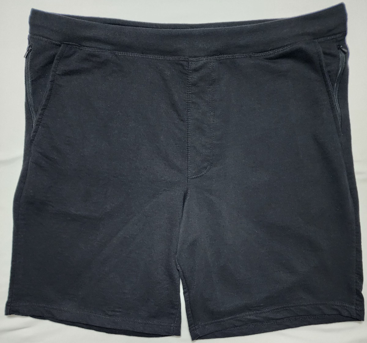 Eddie Bauer Men's XL Black Lounge Shorts Elastic Drawstring Waist Zipper Pockets