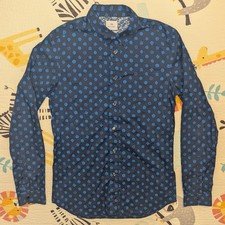 PAUL SMITH Mens Flower Shirt Size Medium Slim Fit Blue Button Up Long Sleeve