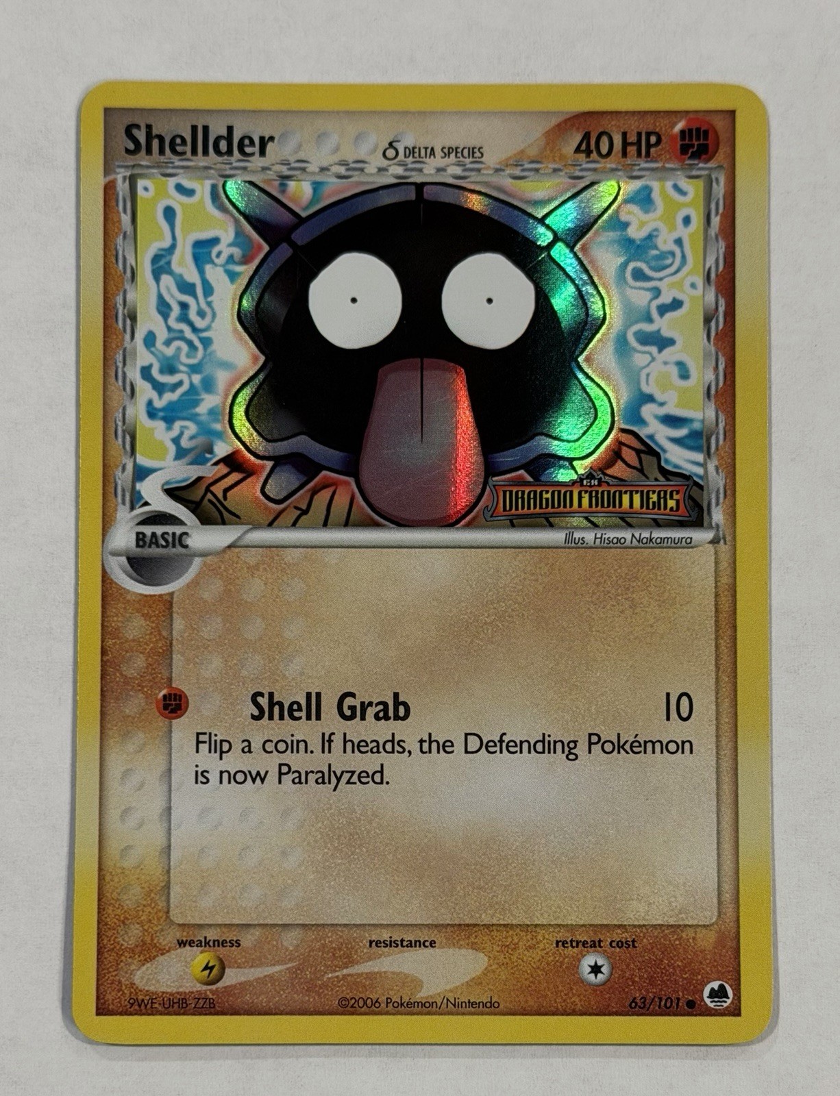 Pokémon SHELLDER 63/101 Reverse Holo Common EX Dragon Frontiers LP STAMPED TCG