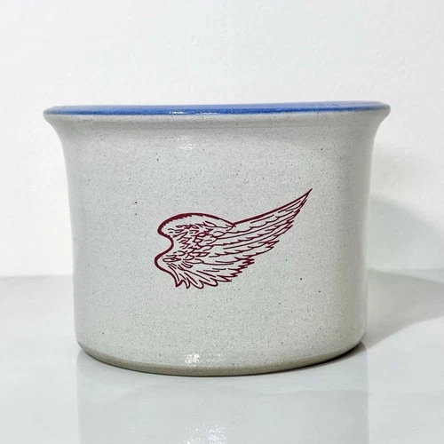 Vtg Red Wing Stoneware Crock Bowl Blue Rim 6” Pottery Collectible Kitchen Decor