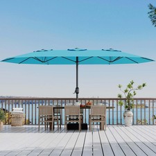 15 ft Rectangular Patio Umbrella with Base Included - Large Patio Umbrella wi...