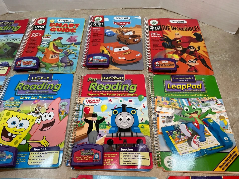 Huge Lot of LeapPad Books With Cartridges SpongeBob Batman Cars Lion King - Image 2 of 4