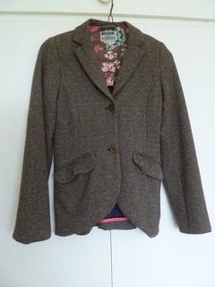 Girls JOULES Brown Herringbone Tweed Jacket Age 11 12 years