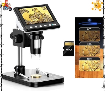 4.3'' IPS Coin Microscope 1000X Magnification Digital 8 LED Windows 32GB TF Card