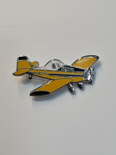Air Tractor Agricultural Aircraft Pin Tie Tack w/ Chain & Bar Crop Duster Yellow