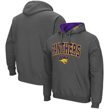 Men's Colosseum Charcoal Northern Iowa Panthers Arch & Logo 3.0 Pullover Hoodie
