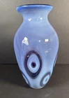 Fenton International Purple Opalescent Art Glass Optic Eye Vase 9”.