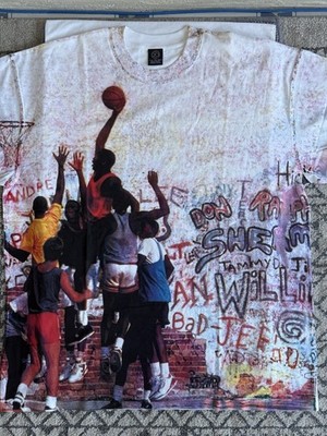 VTG Jordan 20th Anniversary Shirt XXL AOP Playground Graffiti 85