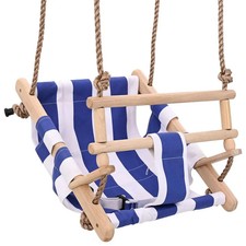 Baby Swing with Safety Belt - Outdoor Garden Swing for 6-36m, Blue & White