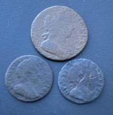 3x William III Half Penny & Farthing Coin Copper Lot E8