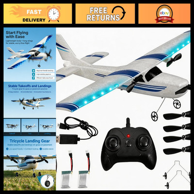 2.4GHz RTF RC Airplane with 3-Axis Gyro, Beginner Friendly Glider, 3 Batteries