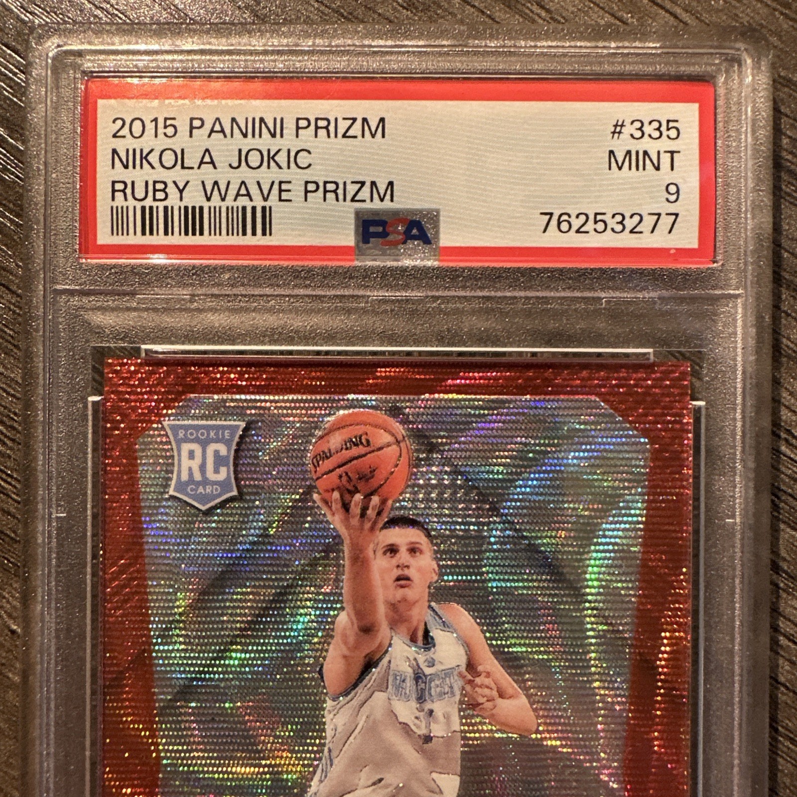Nikola Jokic 2015-16 Panini Prizm #335 Ruby Wave Prizm Rookie RC 286/350 PSA 9 view 4