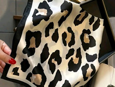Leopard Animal Print Black Beige White Square Scarf for Women 70cm x 70cm