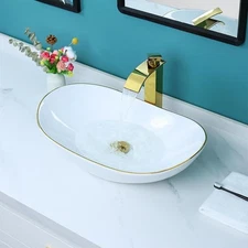Davivy 23.2''X14.2'' Large Oval Vessel Sink with Pop Up Drain
