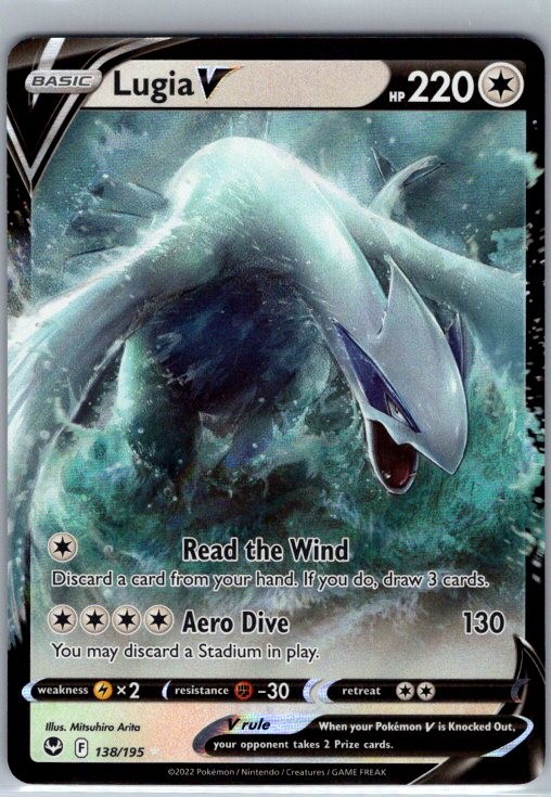Lugia V 138/195 Holo V Rare Silver Tempest Pokemon Near Mint