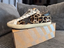 Golden Goose Super Star Sneakers Leopard Calf Hair Black Star Size 39 EU EUC