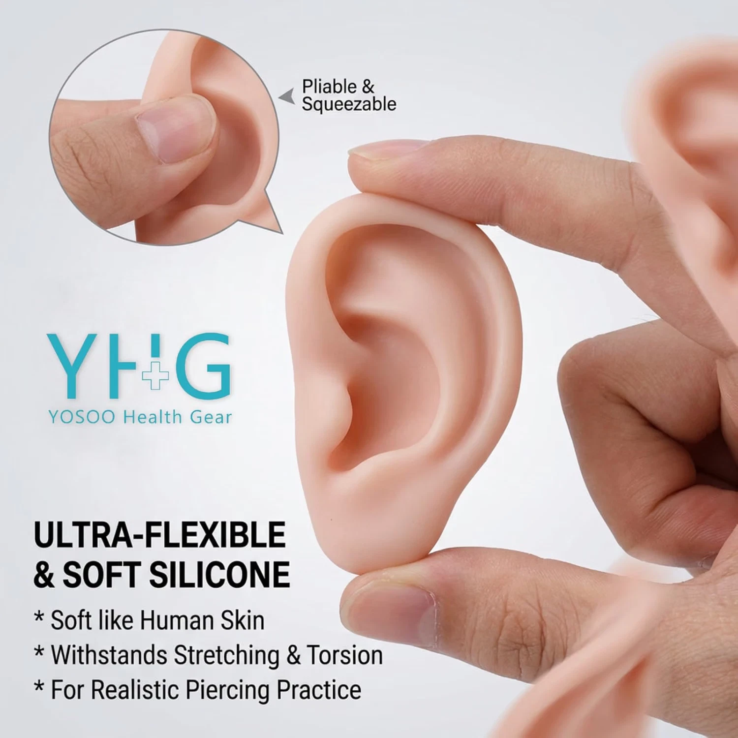 Silicone Ear Model 1 Pair Soft Ear Model, Human Ear Model Flexible Fake Ear S... image 5