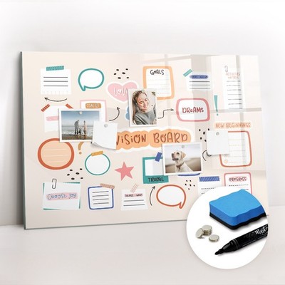 Magnetisches Board für Notizen Fotos Familienplaner Buntes Vision Board 90x60 cm