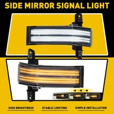 For Chevrolet Silverado GMC Sierra LED Side Mirror Turn Signal Lights Clear Lens