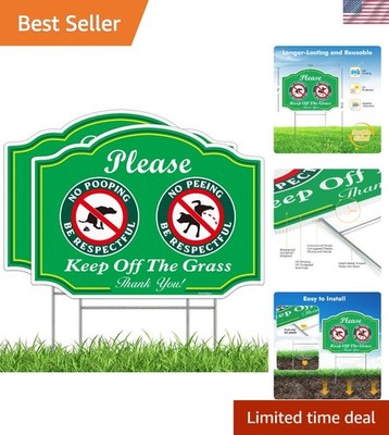 Classic Lawn Sign Set - Keep Dogs Off Grass 2PC 12.6'' x 9.5'' with Stakes