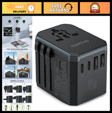 Universal Travel Adapter 45W GaN, Fast Charging USB-A  USB-C Ports, Worldwide P