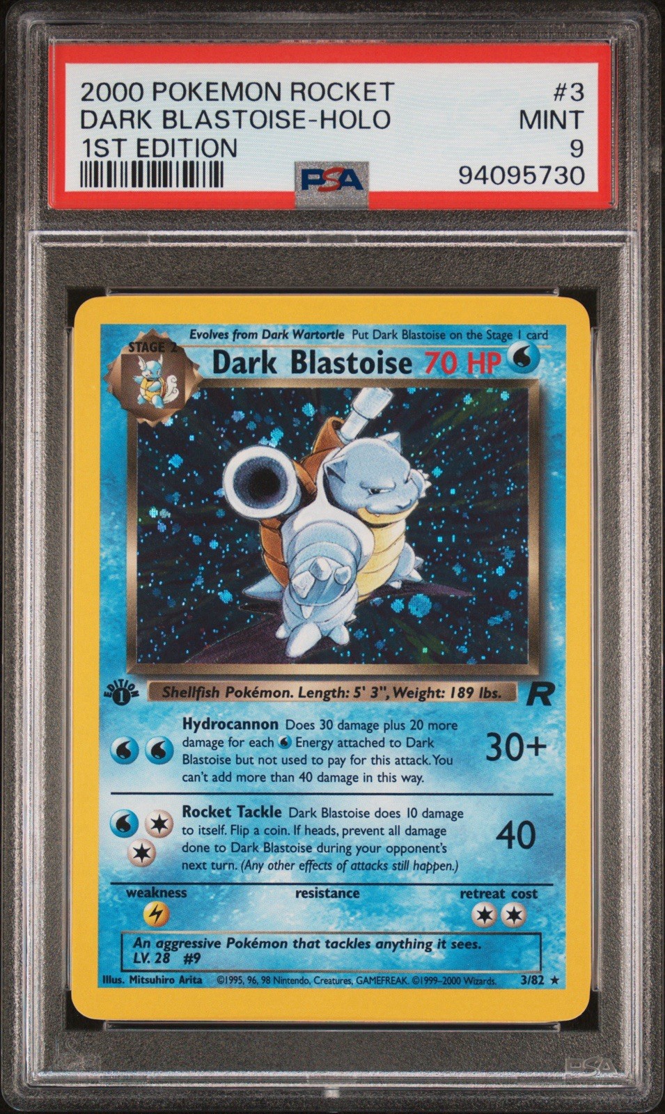 2000 Pokemon Team Rocket Dark Blastoise 1st Edition Holo #3 PSA 9