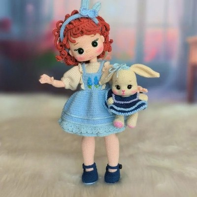 Ruby Crochet Doll, Crochet Amigurumi Doll Gift, Ruby & Bobby Amigurumi Doll
