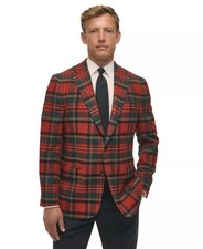 B by Brooks Brothers Men's Classic-Fit Wool-Blend Plaid Sport Coat Red Multi-40S