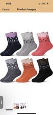 6 NWT Pairs Childrens Winter Warm Wool Animal Crew Socks 4-7 Years 6 Pairs Cats
