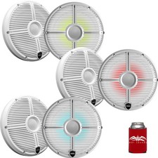 Wet Sounds RECON 8-XWW-RGB 8" Speakers with White XW Grilles Integrated RGB LEDs