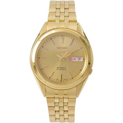 Seiko Men's Watch Seiko 5 Automatic Gold Dial Steel Bracelet Day-Date SNKL28K1