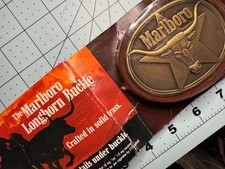 Marlboro Longhorn Solid Brass Belt Buckle in Original Packaging Vintage 1980s