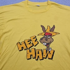 Vintage 90s Screen Stars Shirt Mens Large Yellow Short Sleeve Single Stitch