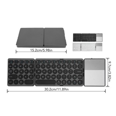 Round Key BT Foldable Keyboard With Touchpad Universal 140mAh Wireless 64 Ke Fit
