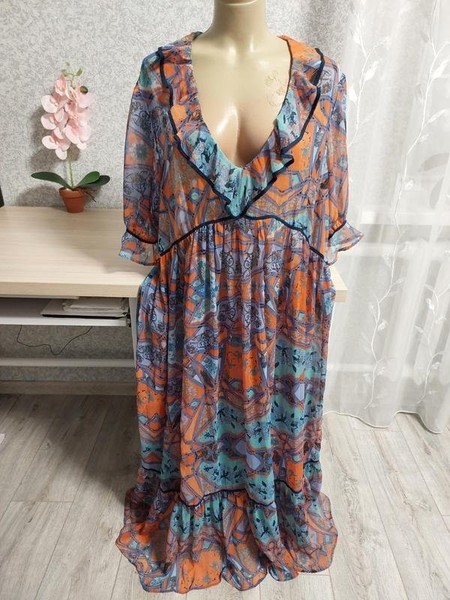 Women Free People Dress Multicolor Chiffon L