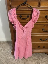 Shein Medium Pink Dress with Puffy Sleeves Short Sleeve Mini Dress