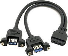 USB 3.0 Dual Ports A Female Screw Mount Type to Motherboard 20pin Header Cable B
