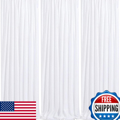 Queendream Sparkly Backdrop White Photo Backdground Curtain 3 Pack 2X8Ft Sequin