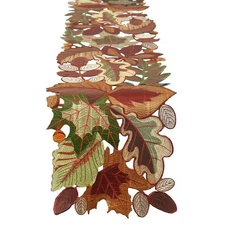 Simhomsen Embroidered Fall Autumn Thanksgiving Leaves Table Runner (14 ×