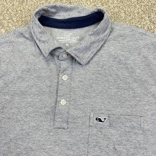 Vineyard Vines Edgartown Mens Polo Shirt Size M Blue Stripe Short Sleeve