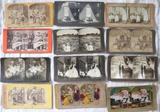 Lot 30 * 12 GENRE Risque Kids with Cat & Dog American Stereoview Photographs