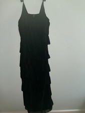 boohoo Black Layered Maxi Dress Sleeveless V-Neck Zip Plus US 18