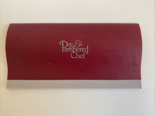 Pampered Chef Handy Scraper; Cranberry/Gray; Dough Cutter Board Scraper Tool